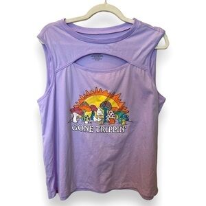 Cold Crush Gone Trippin' Mushrooms Cutout Graphic Tank Top Size 2X Mushrooms